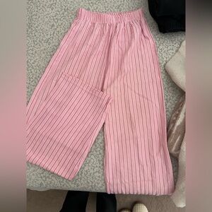 Pink Striped Wide Leg Pants